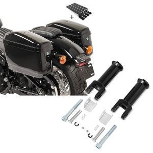 Set: Seitenkoffer Set für Harley Davidson Softail Street Bob Craftride Nevada je 20Ltr + Sozius Fussrasten-Halter für Harley Davidson Softail Street Bob 18-21 Craftride schwarz_1