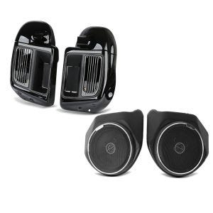 Set: Beinschild für Harley Davidson Touring 14-21 Craftride belüftet schwarz + Lautsprecher Kit für Harley-Davidson Electra Glide Ultra Limited 14-21 Craftride_1
