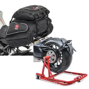 Set: Hecktaschen Set Ducati Diavel / S Bagtecs X50 und X52 + Rangierhilfe Ducati Diavel / S 11-20 Montageständer ConStands Single Mover Rot_1