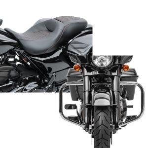 Set: Sitzbank für Harley Davidson Street Glide 09-21 Craftride RH5 schwarz + Sturzbügel für Harley Davidson Street Glide 09-21 Craftride TR2 chrom_1