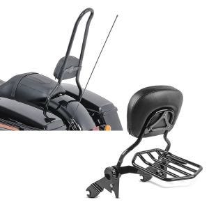 Set: Sissybar für Harley Davidson Street Glide 14-21 Craftride SP schwarz + Sissybar Harley Street Glide (FLHX) 09-21 Craftride Fast Driver-L Flex inkl. Gepäckträger schwarz_1