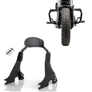 Set: Sissy Bar S1 für Harley Davidson Sportster Forty-Eight 48 10-20 abnehmbar mit Docking Kit schwarz Craftride + Sturzbügel für Harley Davidson Sportster Forty-Eight 48 (XL 1200 X) 10-20 Craftride Mustache schwarz_1