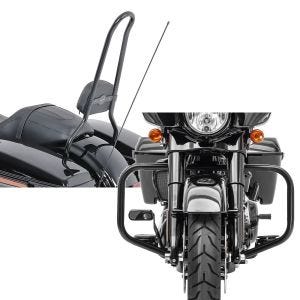 Set: Sissybar für Harley Davidson Street Glide 14-21 Craftride SP schwarz + Sturzbügel für Harley Davidson Street Glide 09-21 Craftride TR2 schwarz_1