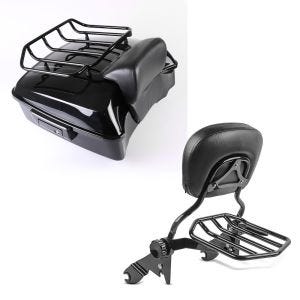 Set: Topcase Chopped für Harley Street Glide 14-21 CH3 schwarz Craftride + Sissybar Harley Street Glide (FLHX) 09-21 Craftride Fast Driver-L Flex inkl. Gepäckträger schwarz_1