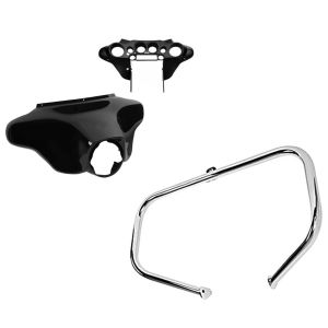 Set: Batwing Verkleidung für Harley Davidson Electra Glide Ultra Classic 96-13 Craftride Innen und Aussen schwarz + Sturzbügel für Harley Davidson Electra Glide Ultra Classic 97-08 Craftride TR1 chrom_1