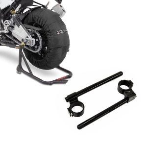 Set: Reifenwärmer Set für Yamaha YZF-R6 YZF-R1 ConStands Laguna Seca 60-80°C schwarz + Stummellenker 50mm für Yamaha YZF-R6 03-19 Lenker Erhöhung_1