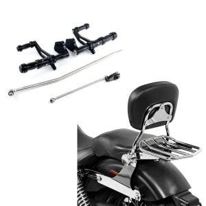 Set: Vorverlegte Fußrastenanlage für Harley Davidson Dyna 00-13 Craftride schwarz + Sissybar Harley Dyna Super Glide Custom 06-15 Craftride Fast Driver-M Flex inkl. Gepäckträger chrom_1