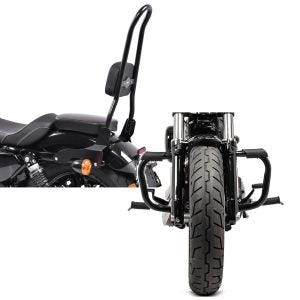 Set: Sissy Bar CSXL Fix für Harley Davidson Sportster 883 Iron 09-20 schwarz Craftride + Sturzbügel für Harley Davidson Sportster 883 Iron (XL 883 N) 09-20 Craftride Mustache schwarz_1