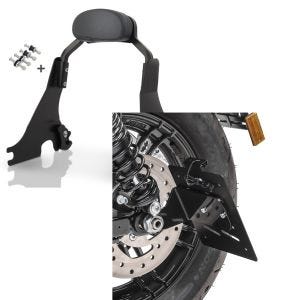 Set: Sissy Bar S1 für Harley Davidson Sportster Forty-Eight 48 10-20 abnehmbar mit Docking Kit schwarz Craftride + Kennzeichenhalter seitlich S für Harley Sportster Forty-Eight 48 10-20 schwarz Craftride_1