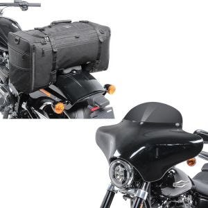 Set: Batwing Verkleidung BD8 für Harley Davidson Dyna Switchback / Wide Glide Craftride + Hecktasche für Harley Dyna Wide Glide SQ1 Craftride 52l schwarz_1