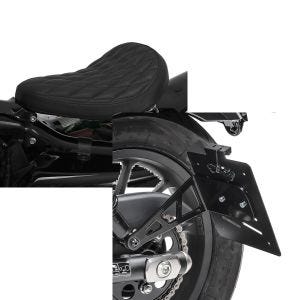 Set: Solo Federsattel für Honda Rebel 500 BR11 Craftride + Kennzeichenhalter seitlich L für Honda Rebel 500 17-21 schwarz Craftride_1