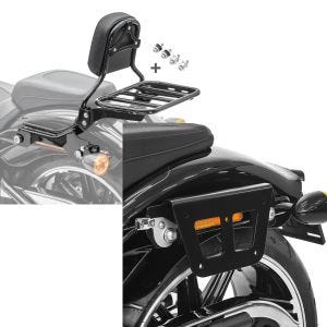 Set: Sissybar für Harley Fat Boy / 114 18-21 R1 mit Gepäckträger und Docking schwarz Craftride + Satteltaschenhalter für Harley Fat Boy/ 114 18-21 links abnehmbar Craftride_1