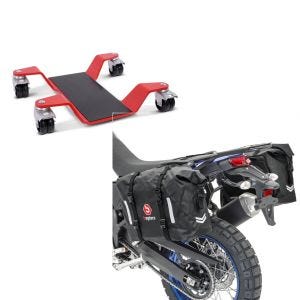 Set: Rangierhilfe 400 kg für BMW R 1200 GS / Adventure Rangierplatte Rot + Satteltaschen Wasserdicht für BMW R 1200 GS / Adventure Bagtecs WP8 2x30L Seitentaschen_1