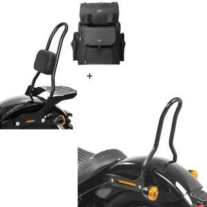 Set: Sissybar CSL + Hecktasche für Harley Softail Street Bob 18-21 abnehmbar mit Gepäckträger Craftride + Sissybar für Harley Davidson Softail 18-21 Craftride Tampa S schwarz_1