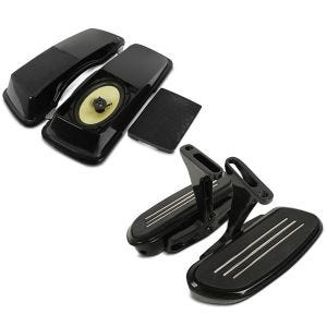 Set: Seitenkoffer-Deckel mit Lautsprecher für Harley Street Glide 06-13 Craftride + Beifahrer Trittbretter + Halter CF2B für Harley Street Glide 06-21 Craftride_1