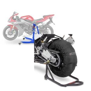 Set: Zentralständer Yamaha YZF-R1 98-03 blau Motorradheber ConStands Power-Classic + Reifenwärmer Set für Yamaha YZF-R6 YZF-R1 ConStands Laguna Seca 60-80°C schwarz_1