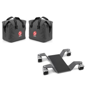 Set: Aluminium Koffer Innentasche für BMW R 1200 GS / Adventure 04-18 rechts und links Bagtecs + Rangierhilfe 400 kg für BMW R 1200 GS / Adventure Rangierplatte Grau_1