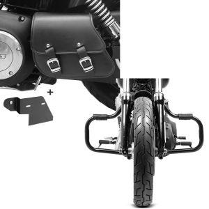 Set: Schwingentasche + Halter für Harley Dyna Fat Bob 08-17 Craftride + Sturzbügel für Harley Davidson Dyna Fat Bob 08-17 Craftride Mustache schwarz_1