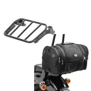 Set: Gepäckträger für Sissybar für Harley Fat Bob / 114 18-21 schwarz Craftride + Hecktasche für Harley Softail Fat Bob / 114 Gepäckrolle Craftride RB1 24-30Ltr_1