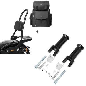 Set: Sissybar CSL + Hecktasche für Harley Softail Street Bob 18-21 abnehmbar mit Gepäckträger Craftride + Sozius Fussrasten-Halter für Harley Davidson Softail Street Bob 18-21 Craftride schwarz_1