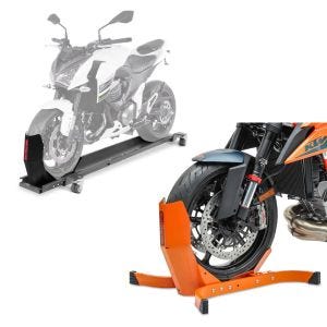 Set: Rangierschiene Harley Rocker / C ConStands Smart-Mover mit Wippe grau + Motorradwippe für Harley Davidson Rocker / C EPO_1