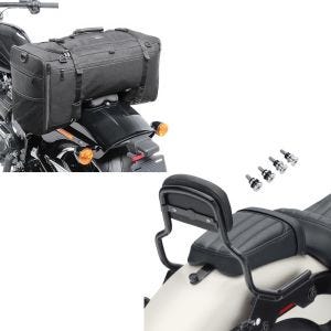 Set: Sissybar für Harley Breakout / 114 18-21 Craftride XS mit Docking Kit schwarz + Hecktasche für Harley Breakout /114 SQ1 Craftride 52l schwarz_1