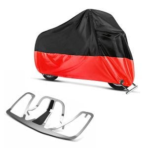 Set: Gepäckträger New Style Honda Goldwing GL 1800 01-16 chrom Craftride + Abdeckplane Honda Gold Wing 1800 / 1500 / F6B Craftride XXXL schwarz-rot_1