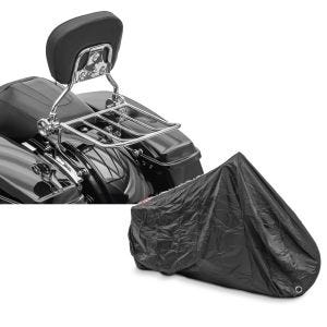 Set: Sissybar Harley Street Glide 09-21 Craftride Fast Driver-L Flex inkl. Gepäckträger chrom + Abdeckplane Harley Street Glide / Special Craftride XXXL schwarz_1