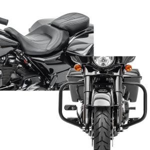 Set: Sitzbank für Harley Street Glide 09-21 Komfortsitzbank Craftride CV schwarz + Sturzbügel für Harley Davidson Street Glide 09-21 Craftride TR2 schwarz_1