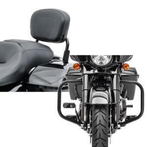 Set: Sissy Bar CSX Fix für Harley Davidson Street Glide 14-21 schwarz Craftride + Sturzbügel für Harley Davidson Street Glide 09-21 Craftride TR2 schwarz_1