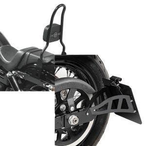 Set: Sissy Bar CSL Fix für Harley Dyna Fat Bob 10-17 schwarz Craftride + Seitlicher Kennzeichenhalter für Harley Davidson Dyna Fat Bob 08-17 Craftride schwarz_1