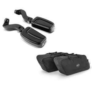 Set: Sozius Fussrasten Set mit Halter für Harley Street Glide 06-21 W1 schwarz Craftride + Koffer Innentaschen für Harley Street Glide 06-21 Craftride BG1 Paar_1