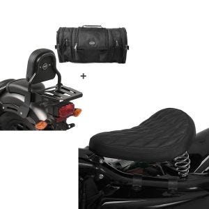 Set: Sissybar XS3 + Hecktasche RB1 für Honda Rebel 500 17-21 mit Gepäckträger Craftride + Solo Federsattel für Honda Rebel 500 BR11 Craftride_1