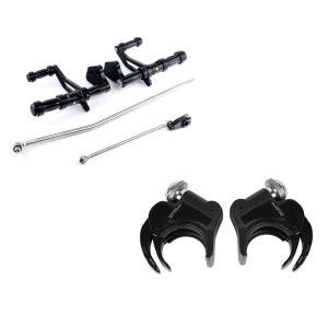 Set: Vorverlegte Fußrastenanlage für Harley Dyna Street Bob 06-17 Craftride schwarz + Windschild Klammern 49mm Harley Davidson Dyna Street Bob 06-17 Windschutzscheiben schwarz Craftride_1
