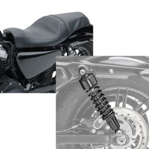 Set: Doppel Sitzbank für Harley Davidson Sportster 883 Iron 09-20 BL Sitz Craftride + Stoßdämpfer 11,9 Zoll Harley Davidson Sportster 883 Iron 09-20 Craftride schwarz_1