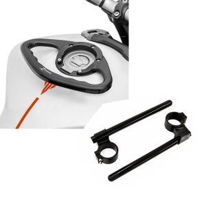 Set: Sozius Haltegriff für Yamaha YZF-R6 / YZF-R1 PG1 Zaddox + Stummellenker 50mm für Yamaha YZF-R6 03-19 Lenker Erhöhung_1