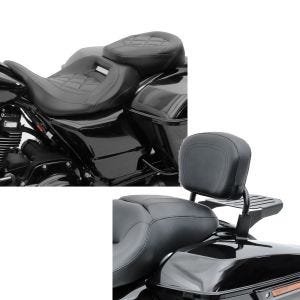 Set: Sitzbank für Harley Street Glide Special 15-21 Craftride RH3 schwarz + Sissy Bar CSX Fix für Harley Davidson Street Glide Special 15-21 mit Gepäckträger schwarz Craftride_1