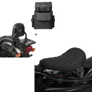 Set: Sissybar XS3 + Hecktasche für Honda Rebel 500 17-21 mit Gepäckträger Craftride + Solo Federsattel für Honda Rebel 500 BR11 Craftride_1