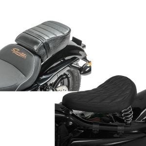 Set: Sozius Sitz mit Polsterung für Harley Sportster Forty-Eight 48/ 883 Iron Craftride + Solo Federsattel für Harley Davidson Sportster Forty-Eight 48 / Special BR11 Craftride_1