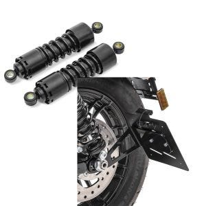 Set: Stoßdämpfer 11 Zoll Harley Sportster 883 Iron Federbeine von Craftride schwarz + Kennzeichenhalter seitlich M für Harley Sportster 883 Iron 19-20 schwarz Craftride_1