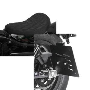 Set: Solo Federsattel für Honda Rebel 500 BR11 Craftride + Kennzeichenhalter seitlich für Honda Rebel 500 17-21 schwarz Craftride_1