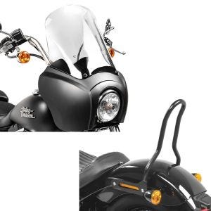 Set: Lampenmaske MG5 für Harley Softail Street Bob 18-20 Lampen Verkleidung matt-klar Craftride + Sissybar für Harley Davidson Softail 18-21 Craftride Tampa S schwarz_1