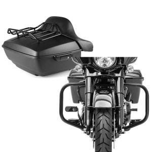 Set: Topcase King OLM für Harley Street Glide 14-21 Craftride + Sturzbügel für Harley Davidson Street Glide 09-21 Craftride TR2 schwarz_1