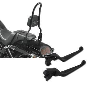 Set: Sissy Bar CSL Fix für Harley Dyna Fat Bob 10-17 schwarz Craftride + Bremshebel und Kupplungshebel-Set Grip für Harley Davidson Dyna Fat Bob 08-17 schwarz Craftride_1