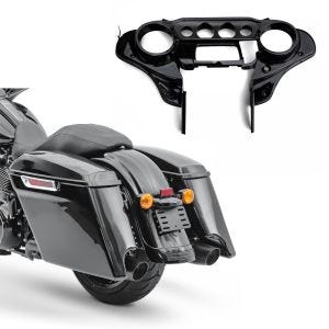 Sett: Strukket sideveske som passer for Street Glide (FLHX) 14-22 Craftride + Batwing innvendig kledning som passer for Street Glide 14-22 svart Craftride