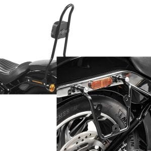 Set: Sissybar für Harley Davidson Softail Standard 20-21 Craftride SRL schwarz + Satteltaschenhalter für Harley Davidson Softail 18-21 Abstandshalter re-li Craftride_1