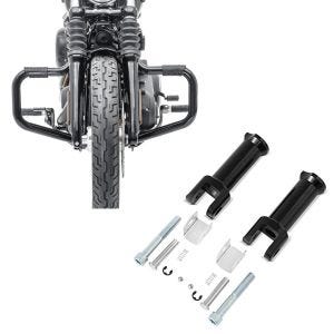 Set: Sturzbügel Mustache II für Harley Softail Street Bob / Low Rider 18-21 schwarz Craftride + Sozius Fussrasten-Halter für Harley Davidson Softail 18-21 Craftride schwarz_1