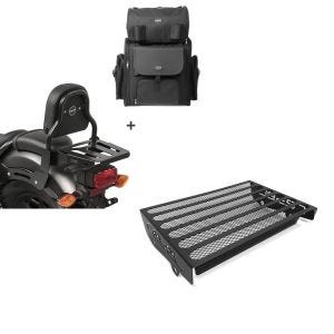 Set: Sissybar XS3 + Hecktasche für Honda Rebel 500 17-21 mit Gepäckträger Craftride + Kühlerabdeckung für Honda Rebel 500 17-21 Kühlergrill Zaddox KG1_1