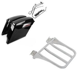 Set: Seitenkoffer Set für Harley Davidson Heritage Softail Classic 88-17 Craftride Stretched inkl Träger chrom + Gepäckträger für Harley Heritage Softail Classic 88-05 chrom Craftride_1