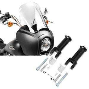 Set: Lampenmaske MG5 für Harley Softail Street Bob 18-20 Lampen Verkleidung matt-klar Craftride + Sozius Fussrasten-Halter für Harley Davidson Softail Street Bob 18-21 Craftride schwarz_1